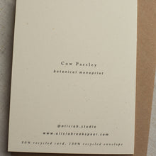 Load image into Gallery viewer, Cow Parsley Botanical Print Greeting Card A6 Recycled 