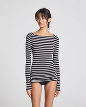 Load image into Gallery viewer, Amalie Stripe Wool Top - Grey and Black Stripe: S