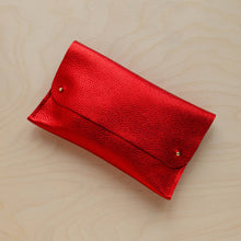 Load image into Gallery viewer, Leather Clutch Bag: Olive / Gold