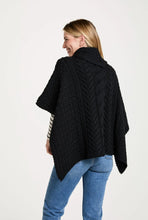 Load image into Gallery viewer, Torc Ladies Aran Poncho - Black: ONE SIZE