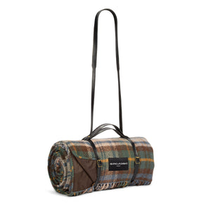 Pure new wool picnic blanket -  Glen Coe Long Black Strap