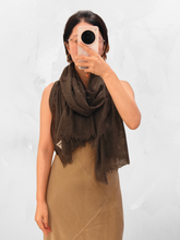 Load image into Gallery viewer, Cocoa Drift Semi-Sheer Pure Cashmere Wrap