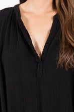 Load image into Gallery viewer, TANGIER long sleeve caftan in double gauze: Black / One Size