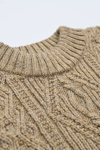 The Freyja British Wool Cable Sweater in Bronze Olive: Medium