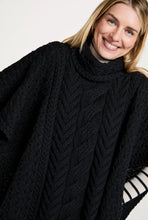 Load image into Gallery viewer, Torc Ladies Aran Poncho - Black: ONE SIZE