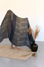 Load image into Gallery viewer, 100% Linen Bogolan Bed Throws: Rust on Charcoal