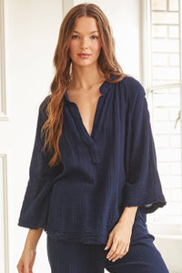 MARRAKESH dashiki in lightweight gauze: Black / P/S