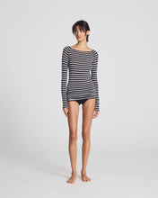 Load image into Gallery viewer, Amalie Stripe Wool Top - Grey and Black Stripe: S