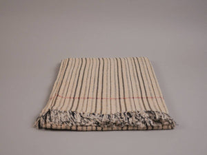 Cotton Handloomed Khadi Throw, Off White No.1: Rose stripe