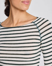 Load image into Gallery viewer, Amalie Wool Top - Reverse Dark Olive Stripe: M