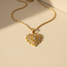 Load image into Gallery viewer, CZ Heart Necklace 18k Gold Waterproof