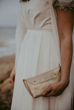 Load image into Gallery viewer, Shimmer Leather Ailla Leather Clutch Bag: Gold