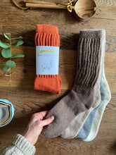 Load image into Gallery viewer, Cosy Alpaca Rib Cushion Socks - 2 SIZES: Nutmeg Brown / US Size 6-5 - 9.5 / UK 4-7 / EU 37-40