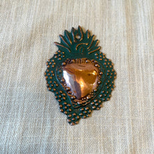 Load image into Gallery viewer, Small Oxidized Copper Heart Milagro (MC02)