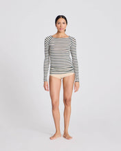 Load image into Gallery viewer, Amalie Wool Top - Reverse Dark Olive Stripe: M