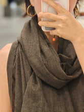 Load image into Gallery viewer, Cocoa Drift Semi-Sheer Pure Cashmere Wrap