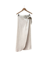 Load image into Gallery viewer, 500 FAVA Wrap skirt in soft organic cotton muslin /linen: Ecru non-dyed white