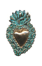 Load image into Gallery viewer, Small Oxidized Copper Heart Milagro (MC02)