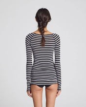 Load image into Gallery viewer, Amalie Stripe Wool Top - Grey and Black Stripe: S