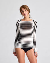 Load image into Gallery viewer, Amalie Sailor Wool Top - Ecru / Black Sailor Stripe: XS