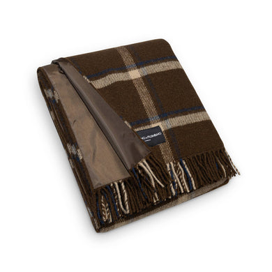 Wool Picnic Blanket with Waterproof Backing Checkemate Mocha