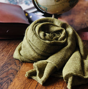 Super Soft and Light Alpaca Jersey Scarf: Moss Green