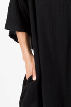 Load image into Gallery viewer, TANGIER long sleeve caftan in double gauze: Black / One Size