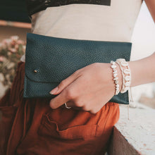 Load image into Gallery viewer, Leather Clutch Bag: Olive / Gold