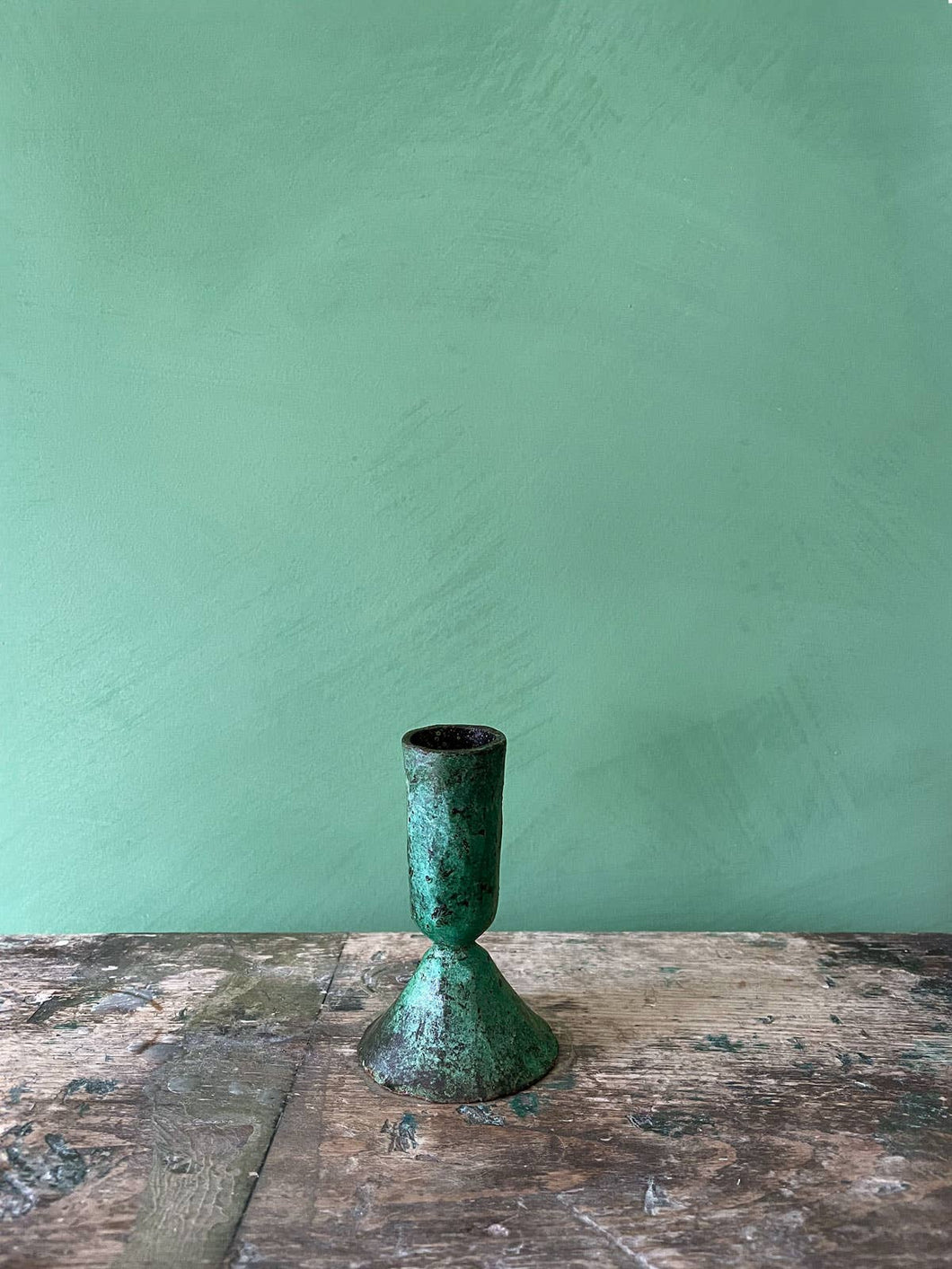 Small Verdigris Candle Holder