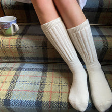 Load image into Gallery viewer, Cosy Alpaca Rib Cushion Socks - 2 SIZES: Nutmeg Brown / US Size 6-5 - 9.5 / UK 4-7 / EU 37-40